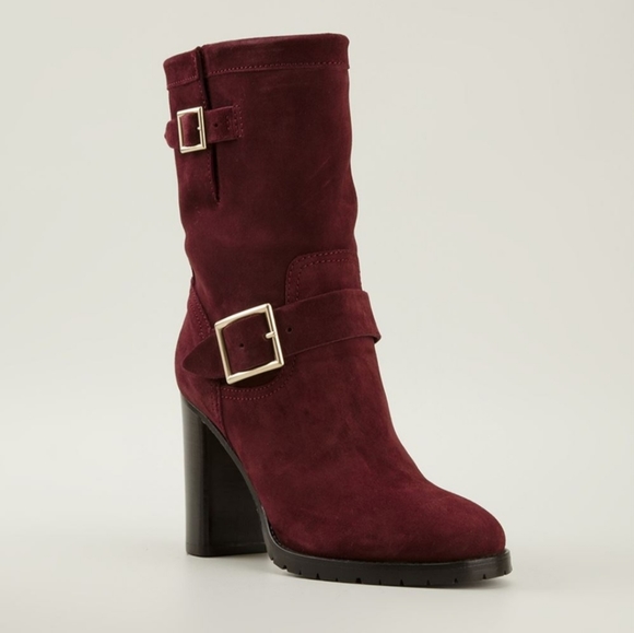 Jimmy Choo Dart buckle biker boots in red - Picture 8 of 8
